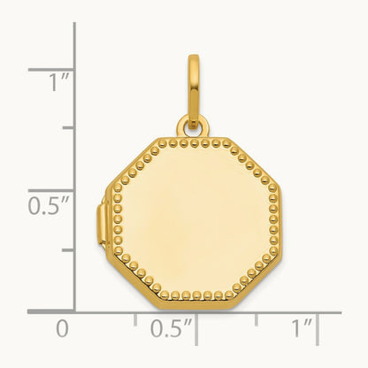 Polished with Border Octagon Shaped Locket, 18mm, 14K