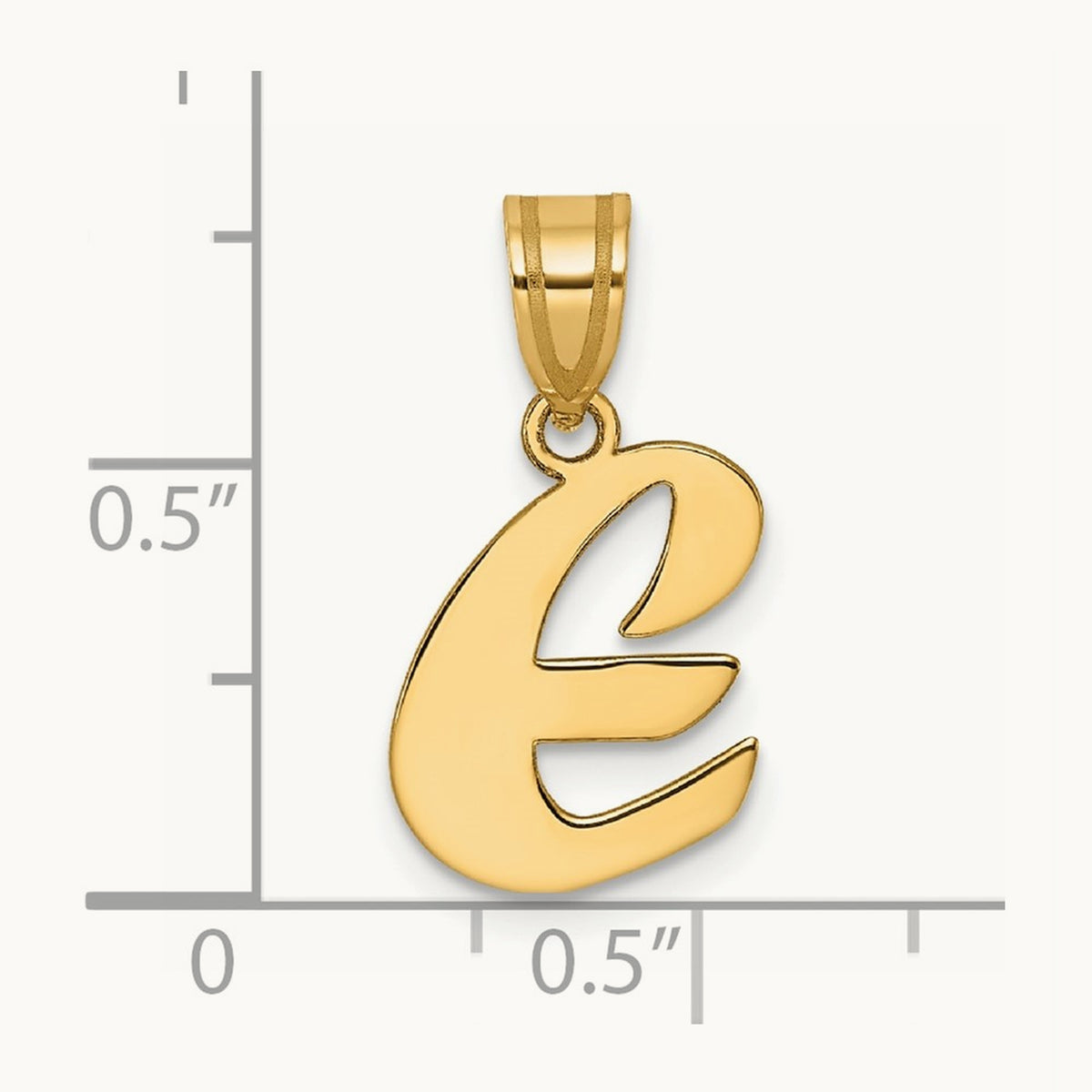 Polished Script Initial Pendant — 14K Yellow Gold, E