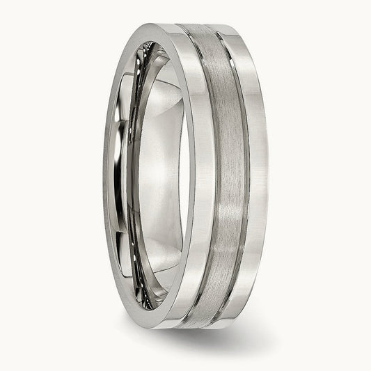 Polished with Satin Center Grooved Band — 6mm