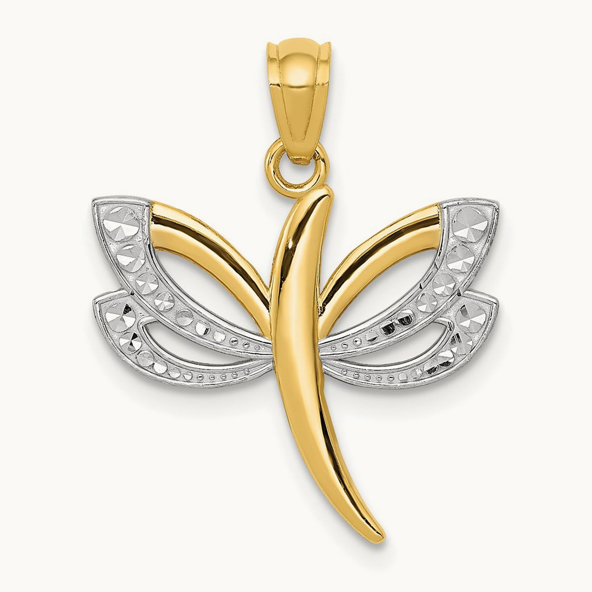 w/Rhodium Dragonfly Pendant, 14K