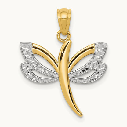 w/Rhodium Dragonfly Pendant, 14K