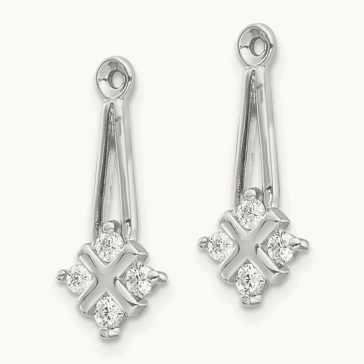 AAA Dangle Cluster Diamond Earring Jacket, 14K White Gold