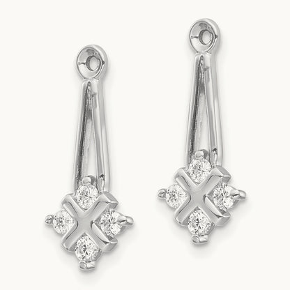 A Dangle Cluster Diamond Earring Jacket, 14K White Gold