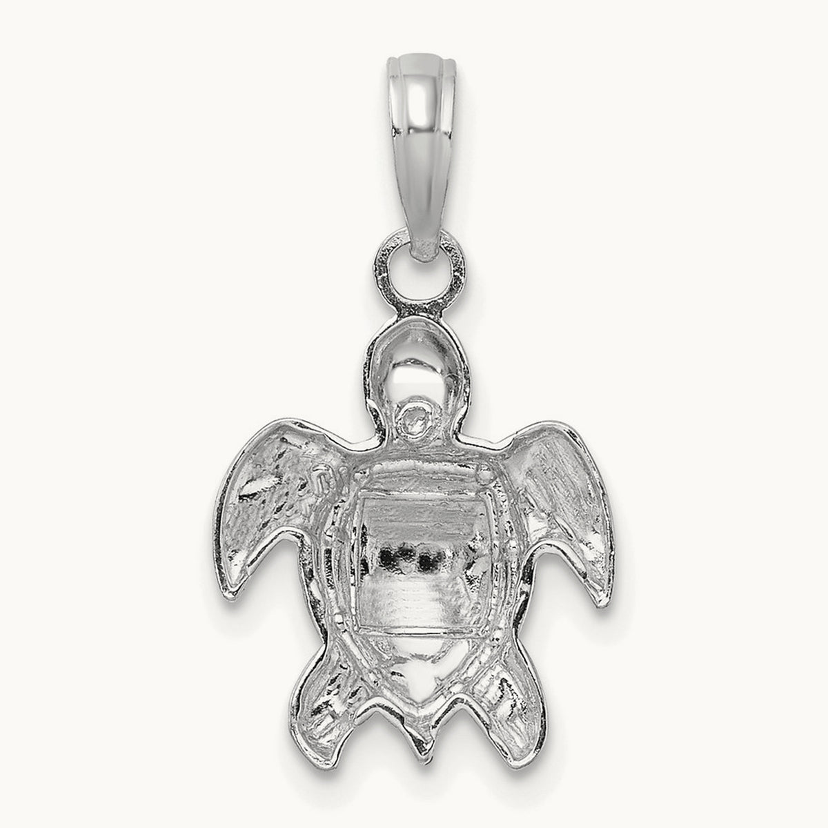 2-D Textured Sea Turtle Charm, 14K White Gold