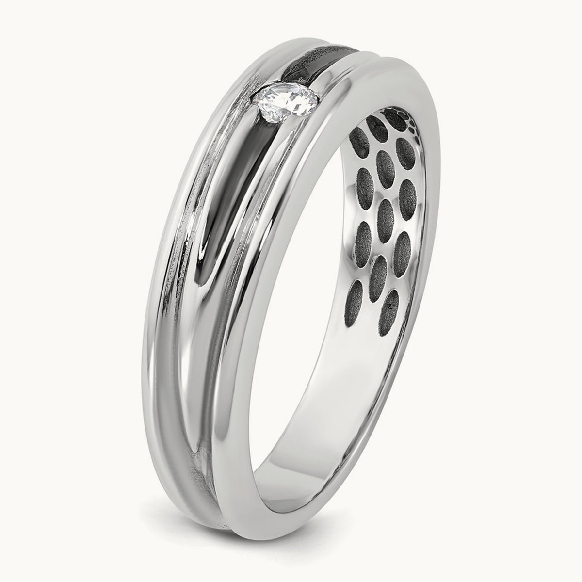 w/Black Rhodium IB Goodman Mens Complete 1/10ct Diamond Ring, 14K White Gold