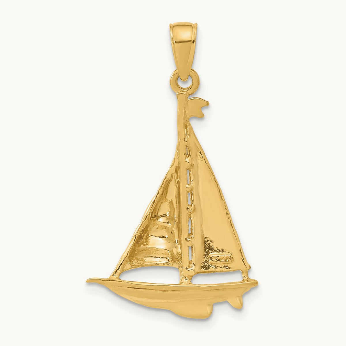 Polished Sailboat Pendant, 14K