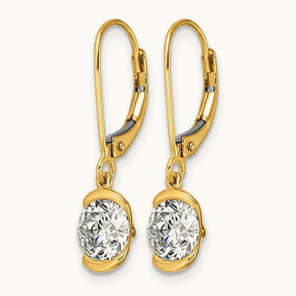 Round Half Bezel Set Leverback Earrings, 2.00 ct tw Lab-Grown Diamond