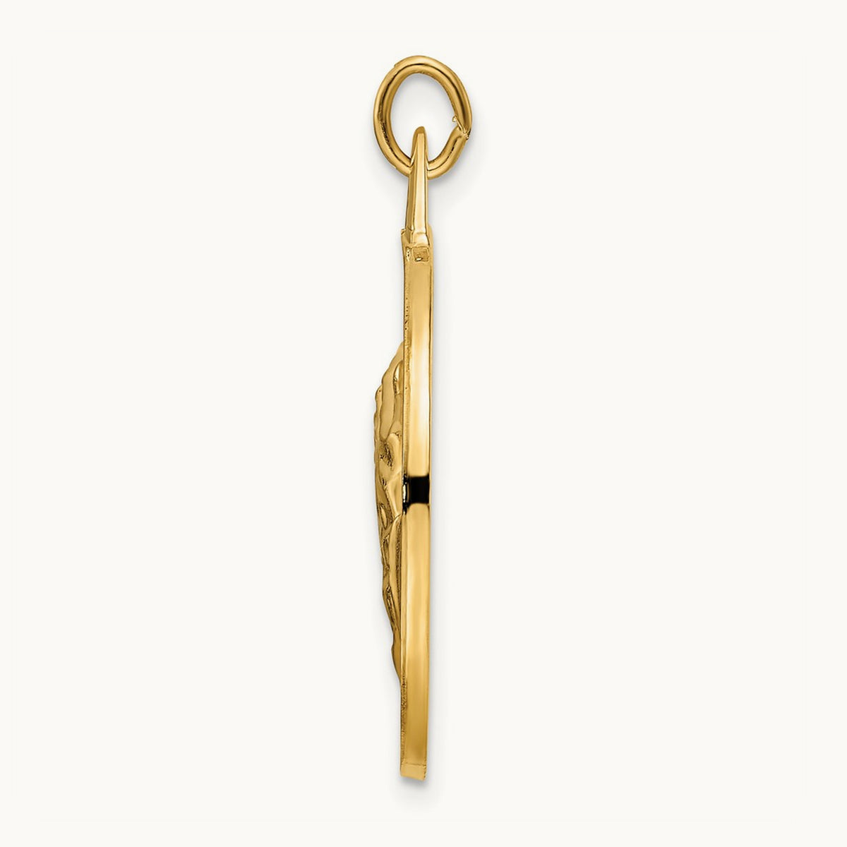 Polished and Satin Solid Praying Hands Disc Pendant — 30mm