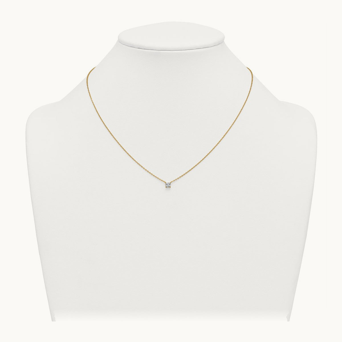 Princess Pendant Necklace, 0.25-4.00 ct tw Lab-Grown Diamond — 1/4 ct, VS (Best), 14K Yellow Gold