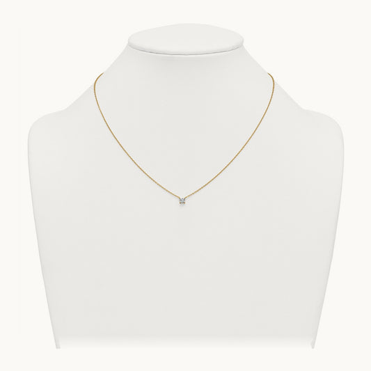 Princess Pendant Necklace, 0.25-4.00 ct tw Lab-Grown Diamond — 1/4 ct, VS (Best), 14K Yellow Gold