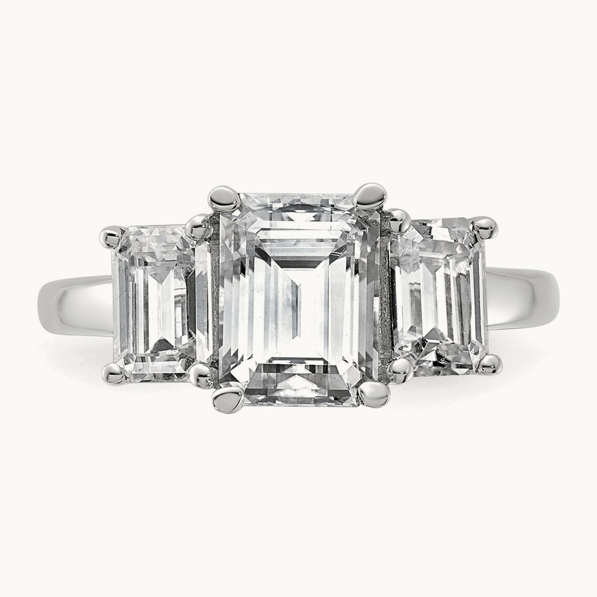 Emerald 3 Stone Engagement Ring, 1.50-4.25 ct tw Lab-Grown Diamond — 1 1/2 ct, 14K White Gold