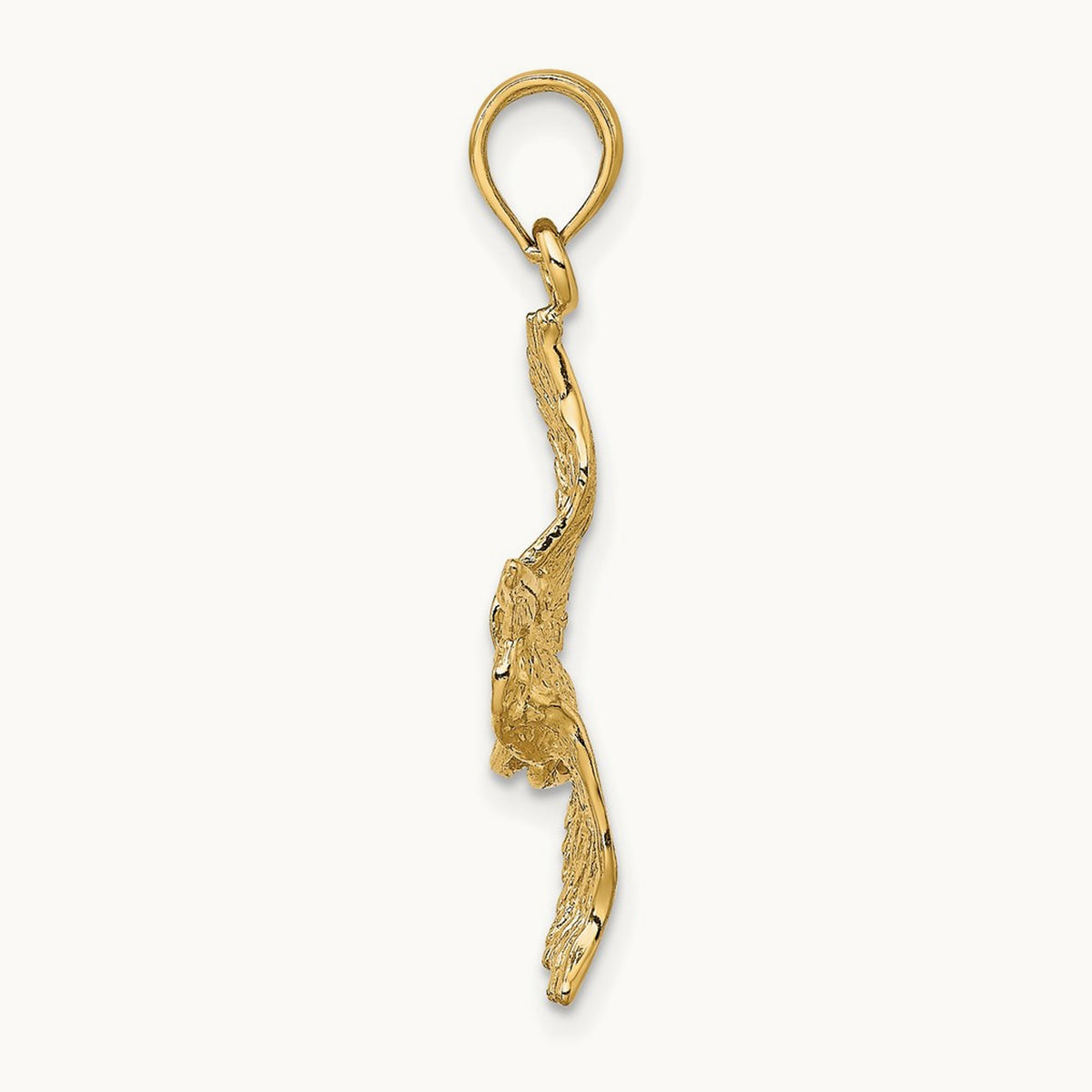 3-D Pelican Flying Charm — 14K Yellow Gold, 27mm