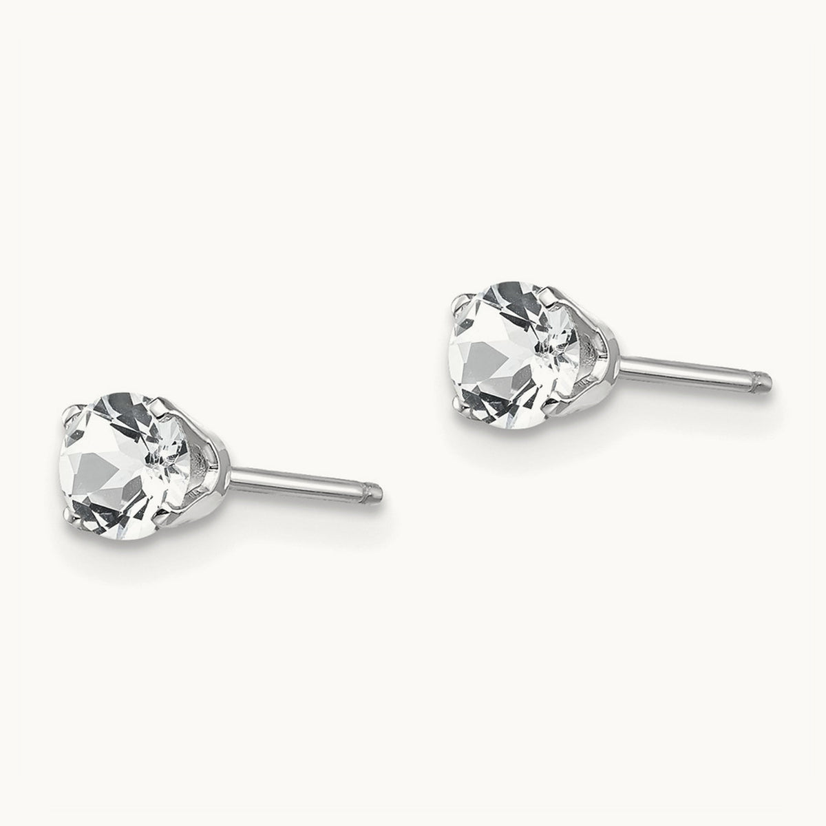 White Topaz Stud Earrings — 4mm