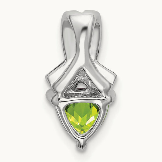 Trillion Peridot and Diamond Pendant, 14K White Gold