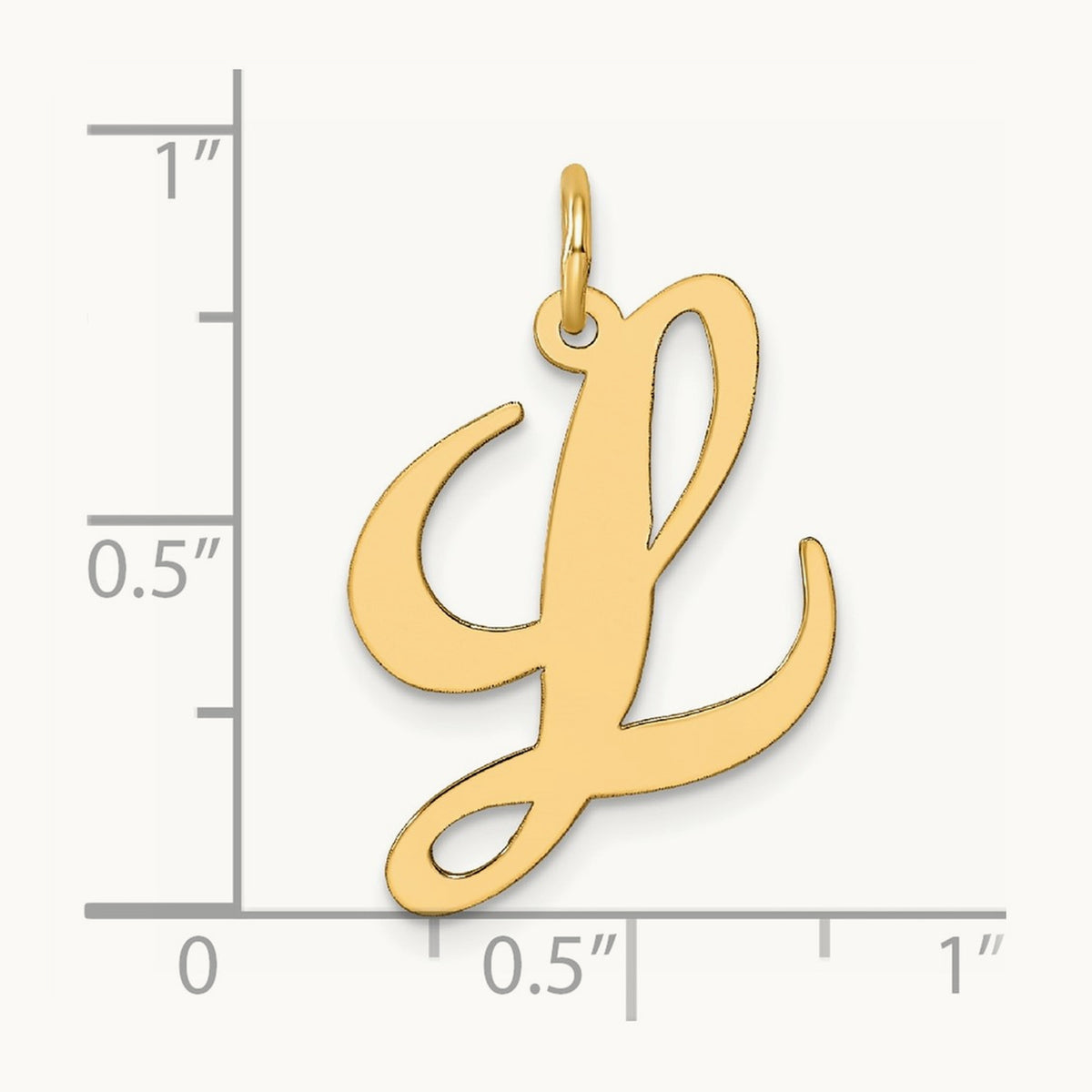 Large Fancy Script Initial Charm — 14K Yellow Gold, L