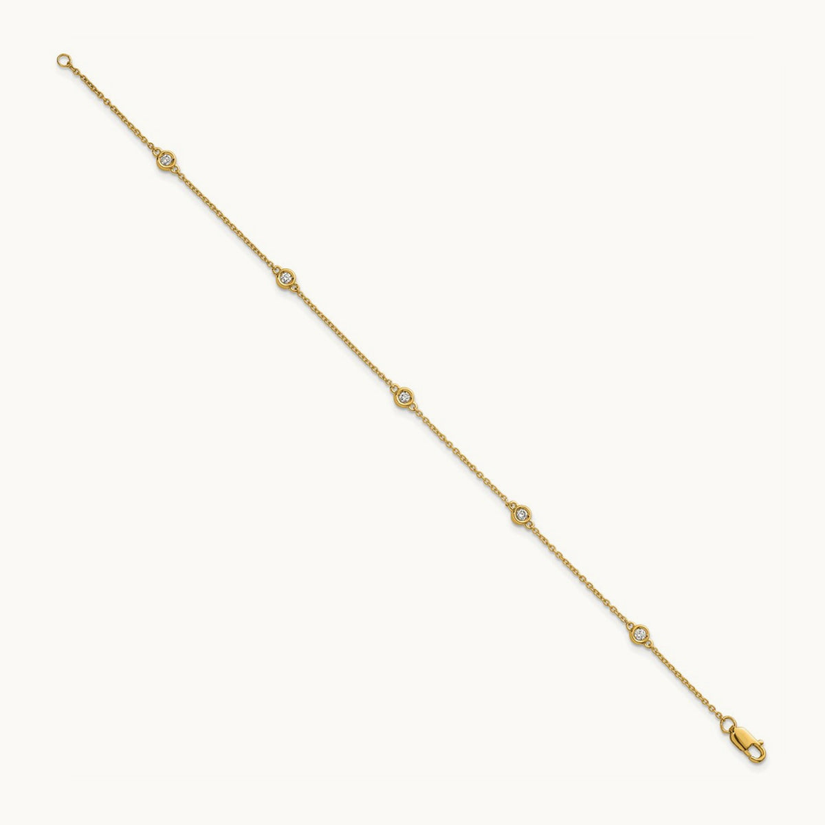 Diamond Station Cable Bracelet — 14K Yellow Gold