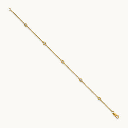Diamond Station Cable Bracelet — 14K Yellow Gold