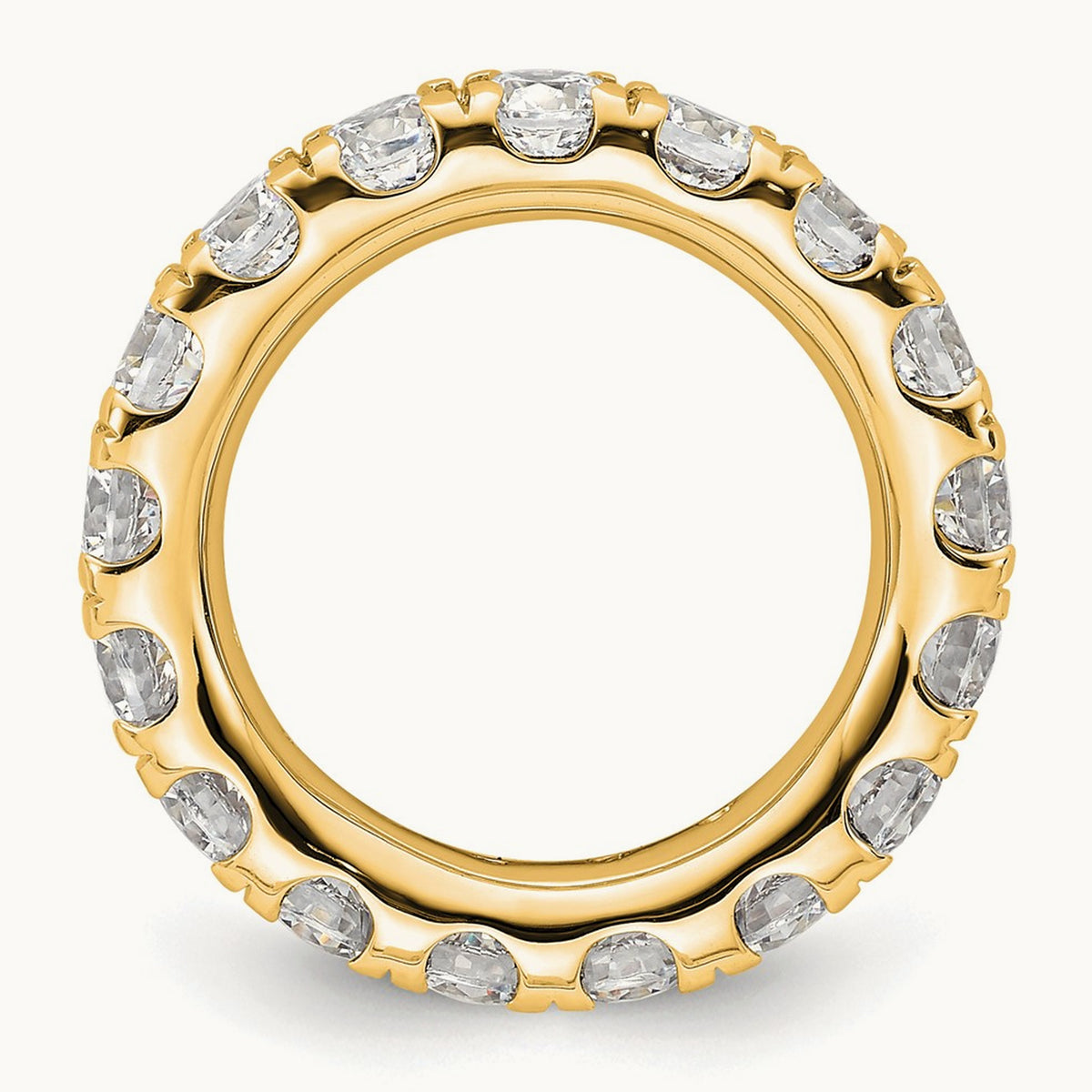 Polished U Shared Prong Diamond Eternity Band, 3.00 ct tw — 14K Yellow Gold