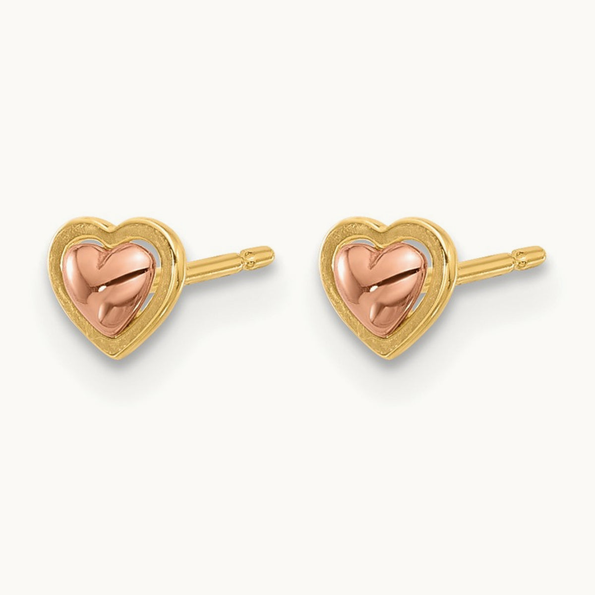 Madi K Two-Tone Polished Heart Post Earrings, 14K