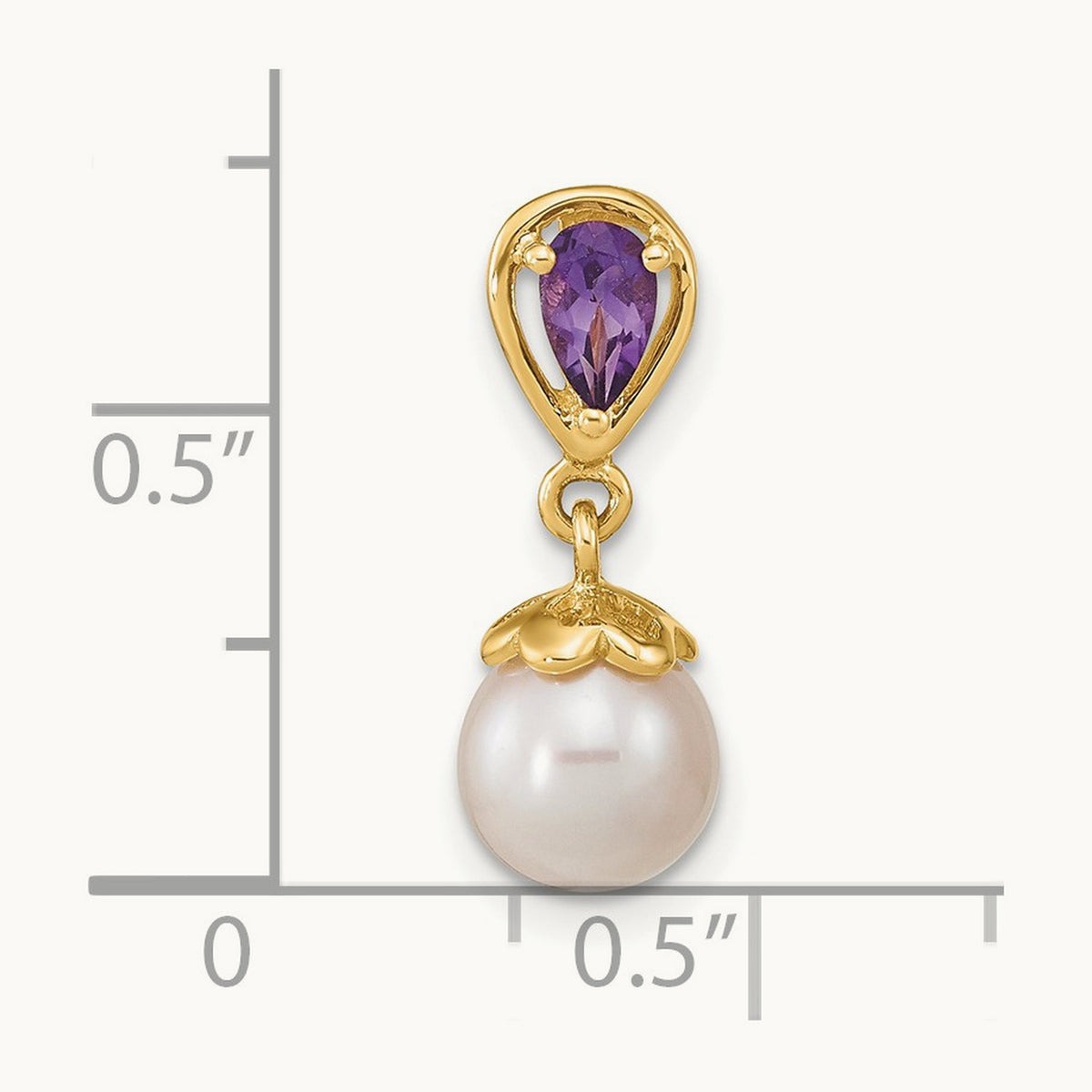 w/ Amethyst & Freshwater Cultured Pearl Polished Chain Slide, 14K Gold