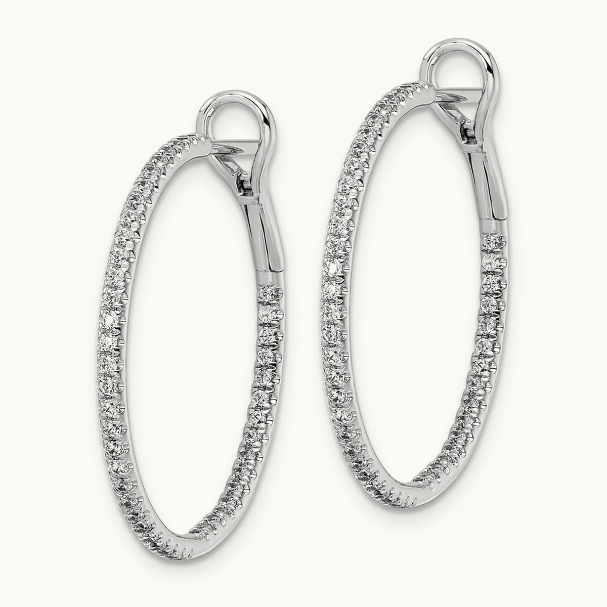 In/Out Hoop Earrings, 0.75-1.00 ct tw Lab-Grown Diamond — 3/4 ct, 14K White Gold