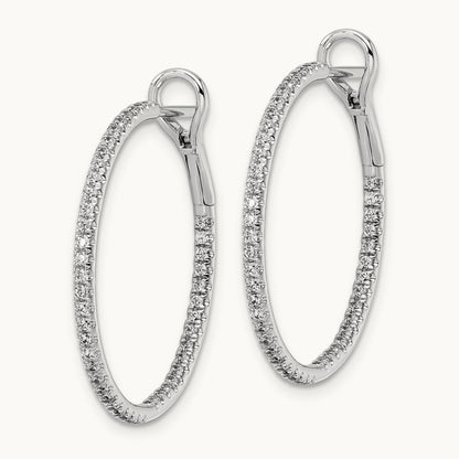 In/Out Hoop Earrings, 0.75-1.00 ct tw Lab-Grown Diamond — 3/4 ct, 14K White Gold