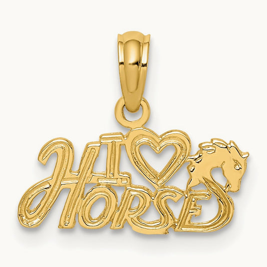 I HEART HORSES Charm, 14K