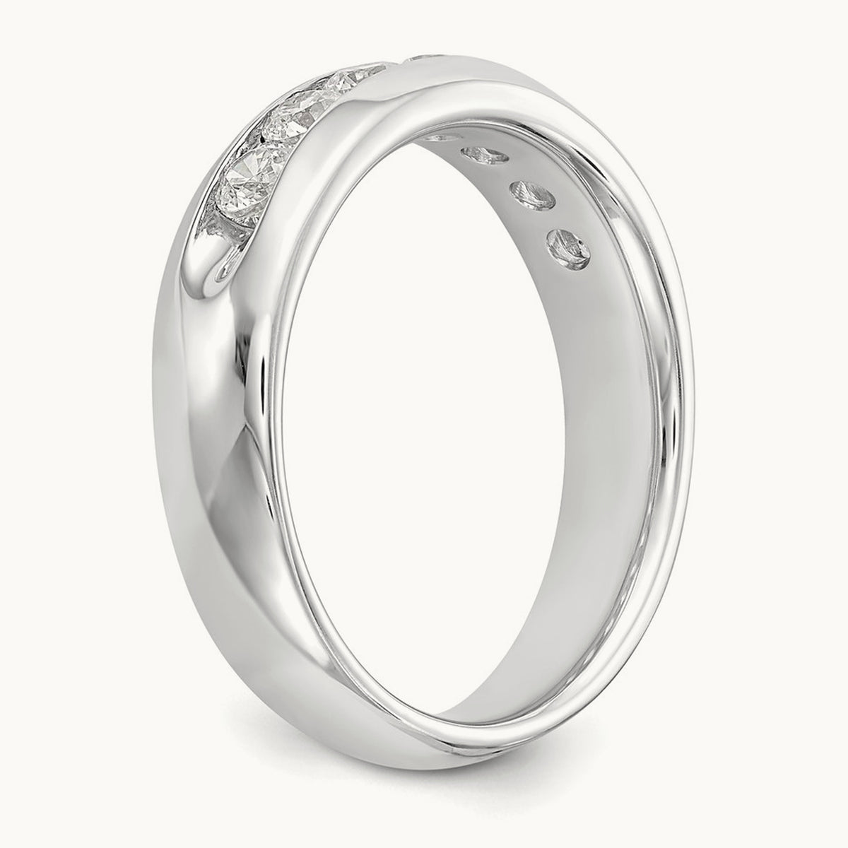 5-Stone Diamond Channel Band, 14K White Gold