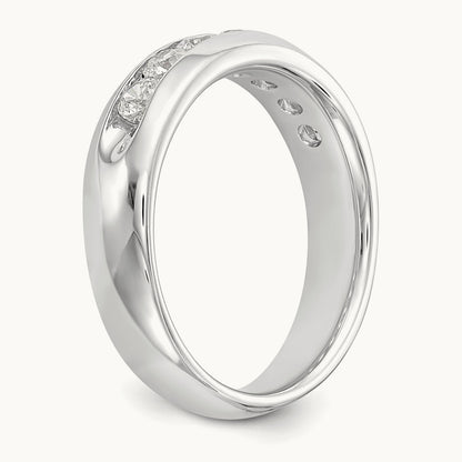 5-Stone Diamond Channel Band, 14K White Gold