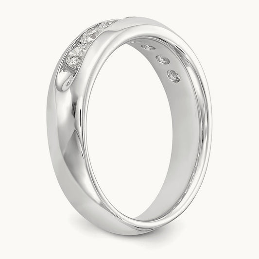 5-Stone Diamond Channel Band, 14K White Gold