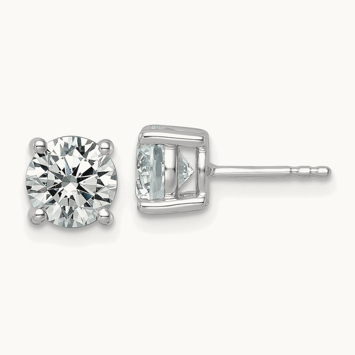 Round Lightweight Earrings, 0.25-6.00 ct tw Lab-Grown Diamond — 2 1/2 ct, 10K White Gold