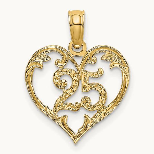 25 In Heart Charm, 14K