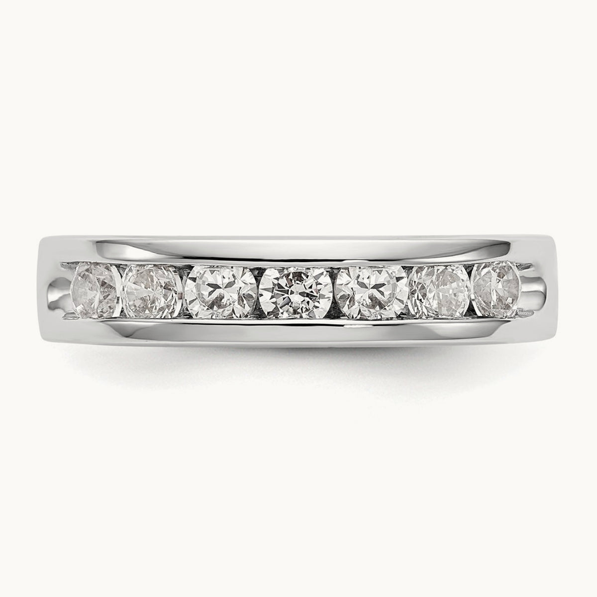 7-Stone Diamond Channel Band, 14K White Gold