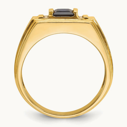 IBGoodman Men's Cr.Sapphire and Diamond Satin Complete Ring, 14K