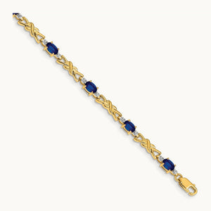 Diamond and Oval Sapphire Bracelet, 14K