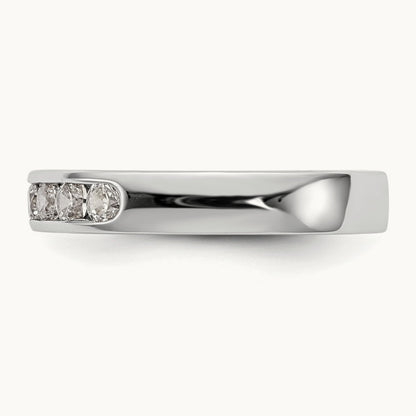 7-Stone Diamond Channel Band, 14K White Gold