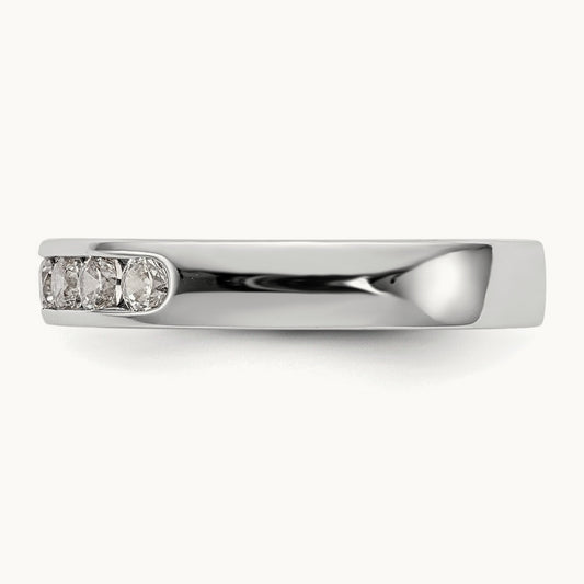 7-Stone Diamond Channel Band, 14K White Gold