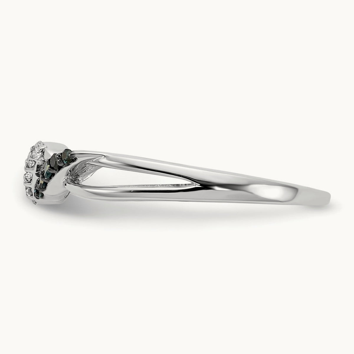 w/ Blue and White Diamond Twist Ring, 14K White Gold