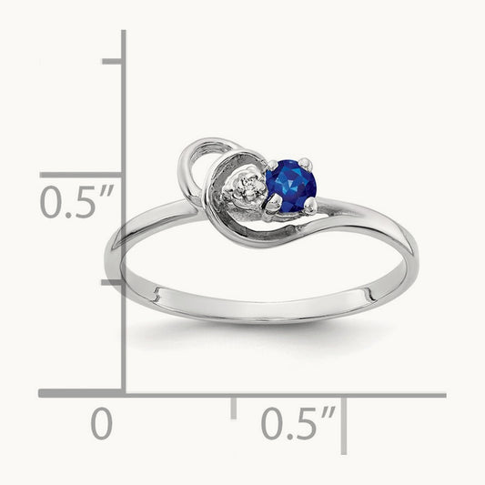 Sapphire AA Diamond ring, 3mm, 14K White Gold