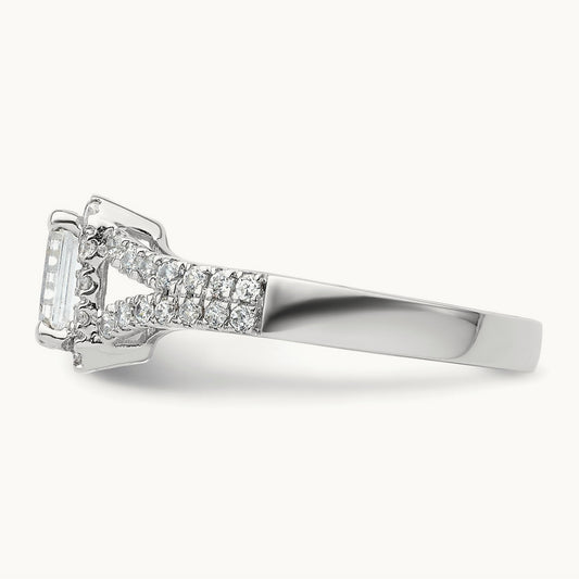 Emerald Semi-Mount Halo Engagement Ring — 2/5 ct, 7