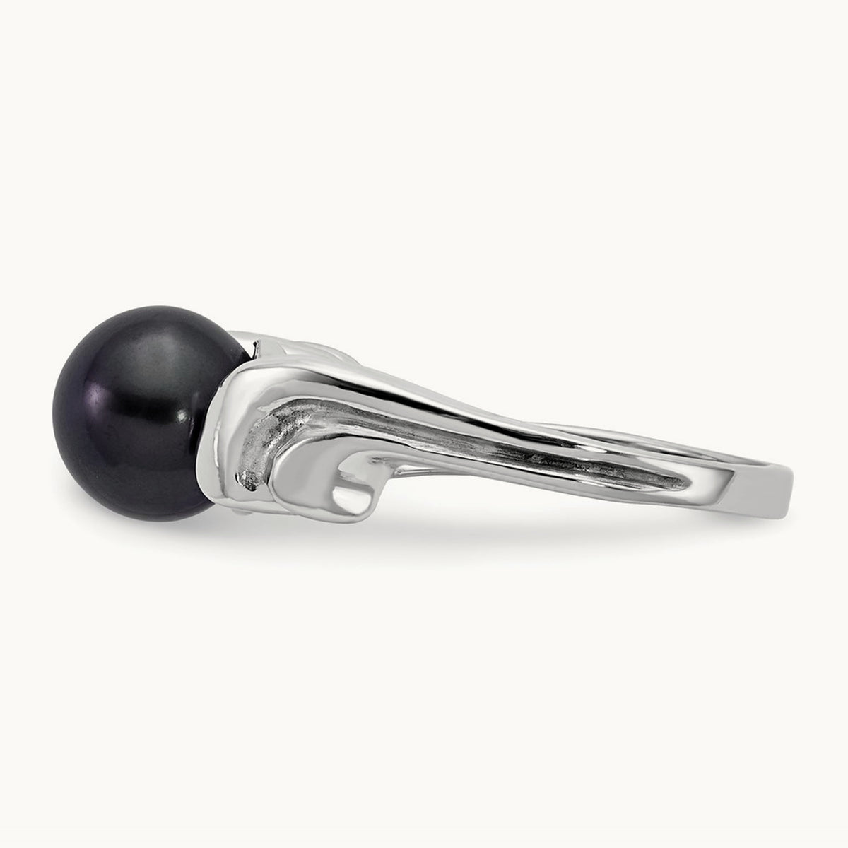 Black FW Cultured Pearl ring, 7mm, 14K White Gold