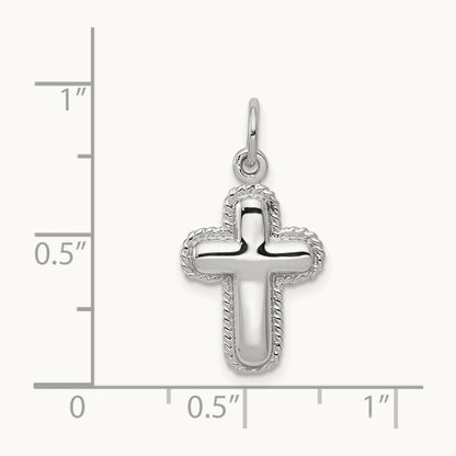 Polished Cross Charm, 14K White Gold