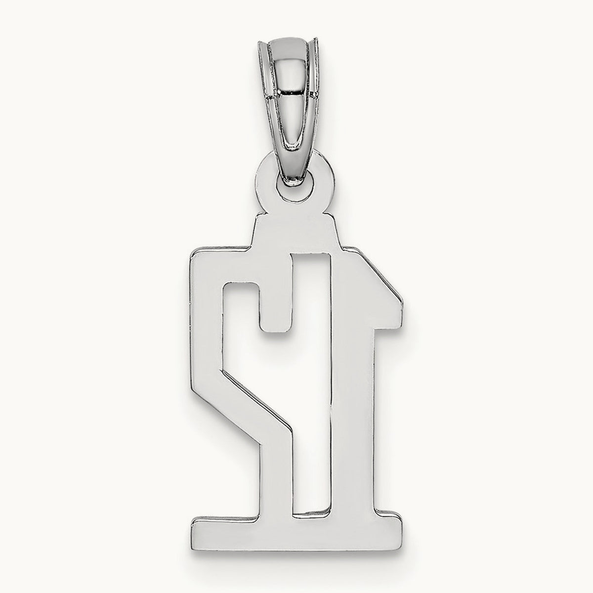 Polished Number 12 Pendant — 14K White Gold, 15mm