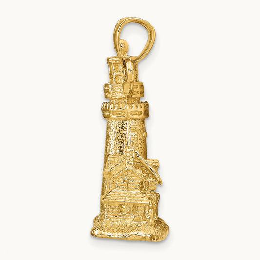 3D Cape Cod Lighthouse Pendant, 14K