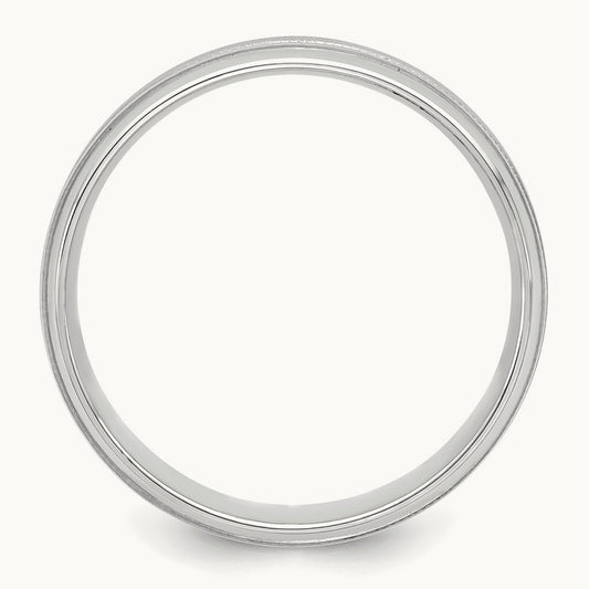Standard Comfort Fit Brush Satin Fancy Band, 14K White Gold