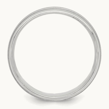 Heavy Comfort Fit Brush Satin Fancy Band, 14K White Gold