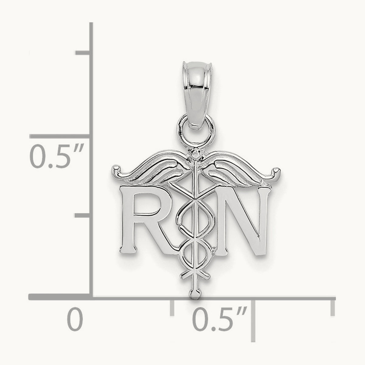 RN Registered Nurse Pendant — 14K White Gold