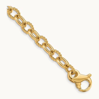Hand-polished Fancy Link Bracelet, 7.8mm, 14K