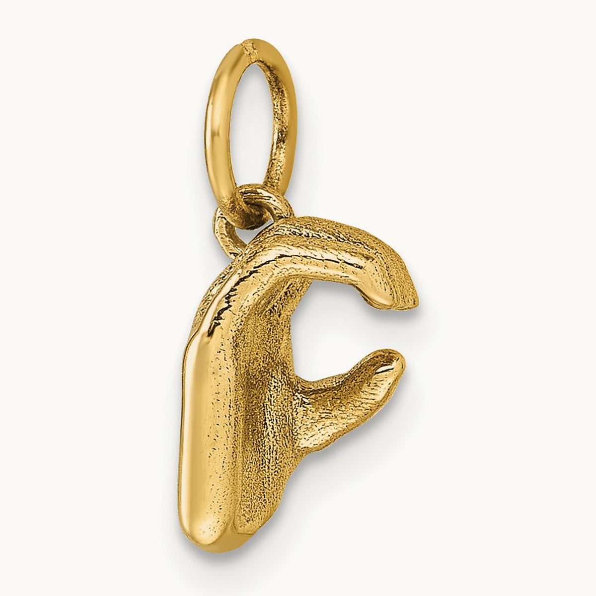 American Sign Language Alphabet Fingerspelling Sign C Pendant, 14K