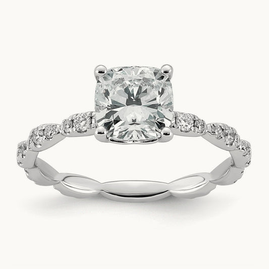 Cushion Center Ring, 1 7/8-3 1/2 ct Lab-Grown Diamond